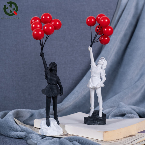 Flying Balloon Girl Figurine